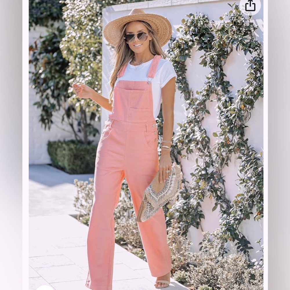 Pink overalls, size large